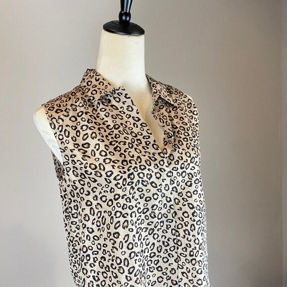 NWT Theory 100% Silk Tank Blouse Women's Size Medium - Cheetah Print - Picture 5 of 14